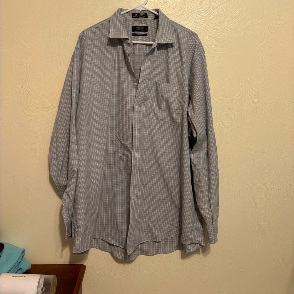 Nordstrom Blue and White Checkered Button-Down Shirt